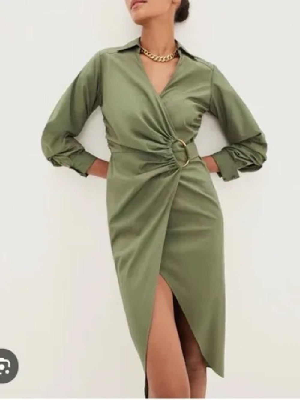 Veronica Beard Stone Army Anton Wrap Midi Dress with Ring Detail new with tags